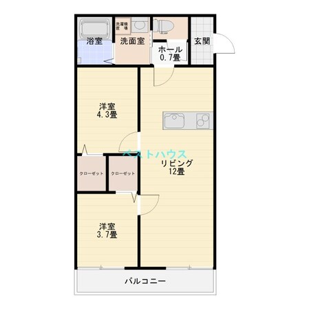 西牟田駅 徒歩5分 2階の物件間取画像